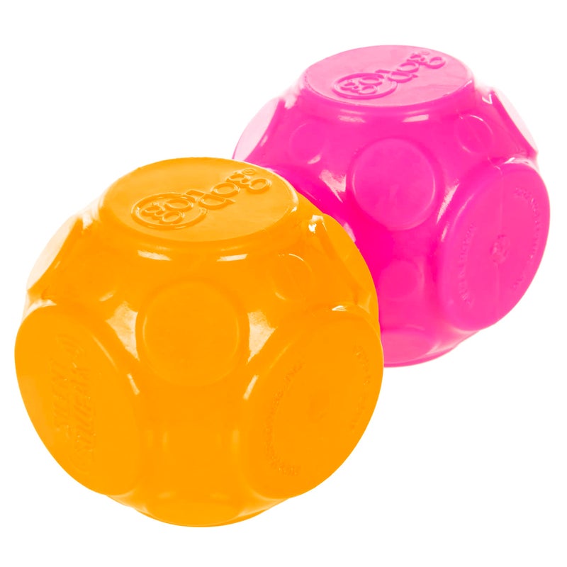 goDog 2Pack Silent Squeak Ball Dog Toy Set for Light to Moderate Chewers OrangePink 2Pack - Image 2