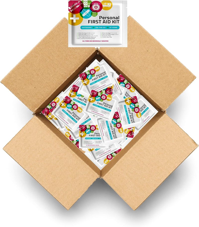pH Advantage Personal First Aid Kit  Case of 60  Clean Treat Protect Minor Cuts Scrapes and Burns  Perfect for Home Office Car School Business Camping  Individual First Aid Products MultiColor - Image 1