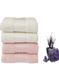 özdilek 4 Pieces Elissa Hand and Face Towel Cream Pink 