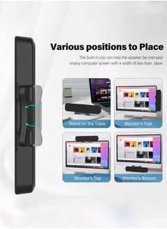 Generic Computer Speakers for Desktop Pc, Monitor Speakers for Laptop,Pc Speakers with Loud Sound,Volume Control Easily Clamps to Monitors(USB-C to USB Adapter Included) (Black)  - Image 3