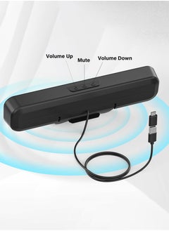Generic Computer Speakers for Desktop Pc, Monitor Speakers for Laptop,Pc Speakers with Loud Sound,Volume Control Easily Clamps to Monitors(USB-C to USB Adapter Included) (Black)  - Image 4