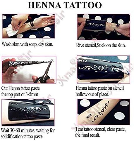 XMASIR 14 Sheets Temporary Tattoo Stencil Kit India Tattoo Templates for Women and Girls Hands Finger Body Paint
