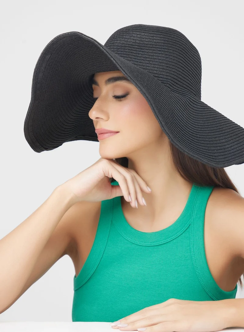 ELLA Wide Brim Straw Fedora Hat