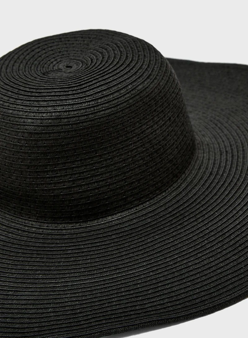 ELLA Wide Brim Straw Fedora Hat