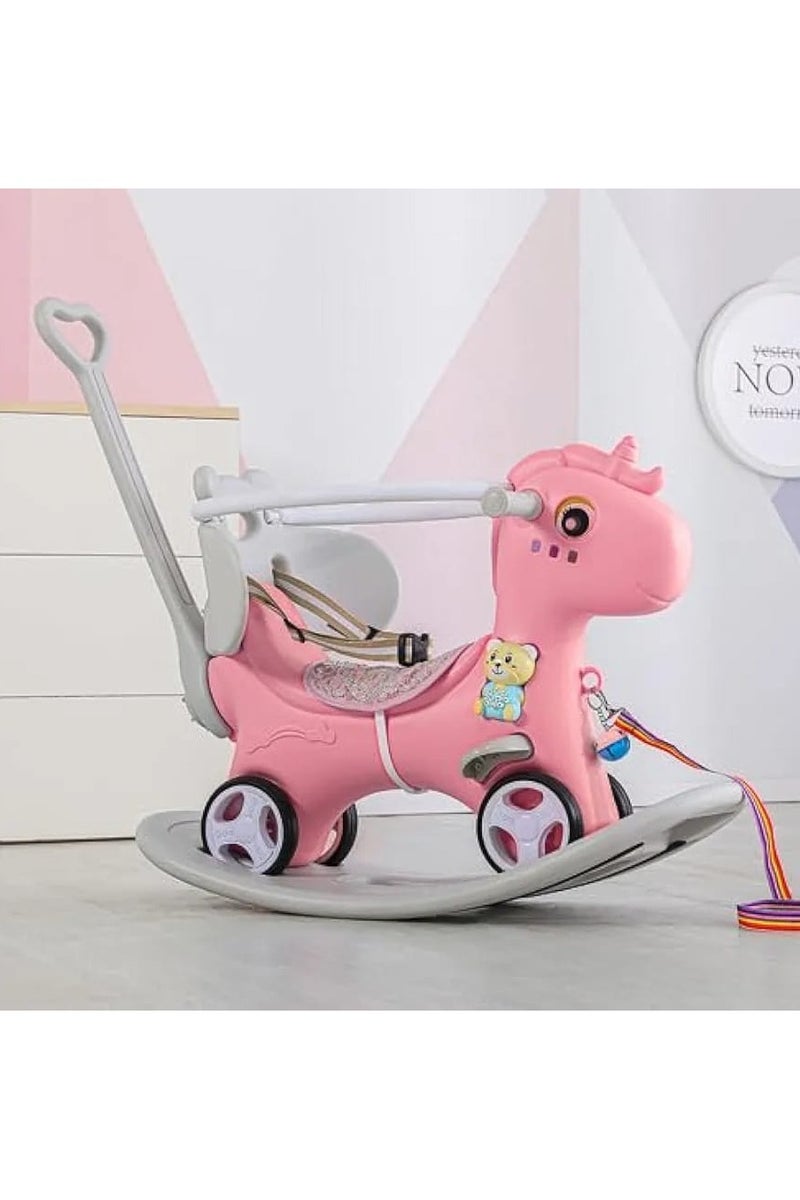 4-in-1 Rocking Horse Ride-On Toy for Toddlers | Baby Balance Bike with Wheels, Footrest & Detachable Rocker | Age 1.5–3 Years | Safe HDPE Material - Image 1