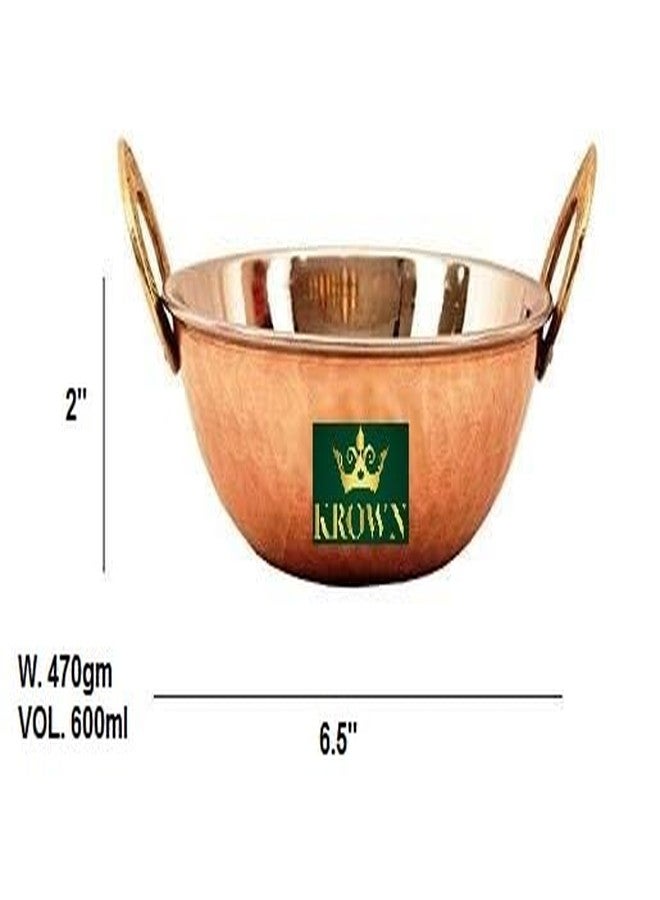 KROWN® Handmade Stainless Steel Copper Dish/Kadhai (300/500/600 ml) Set of 3 Pieces with Pure Copper Steel and Ayurvedic Health Benefits - Image 5