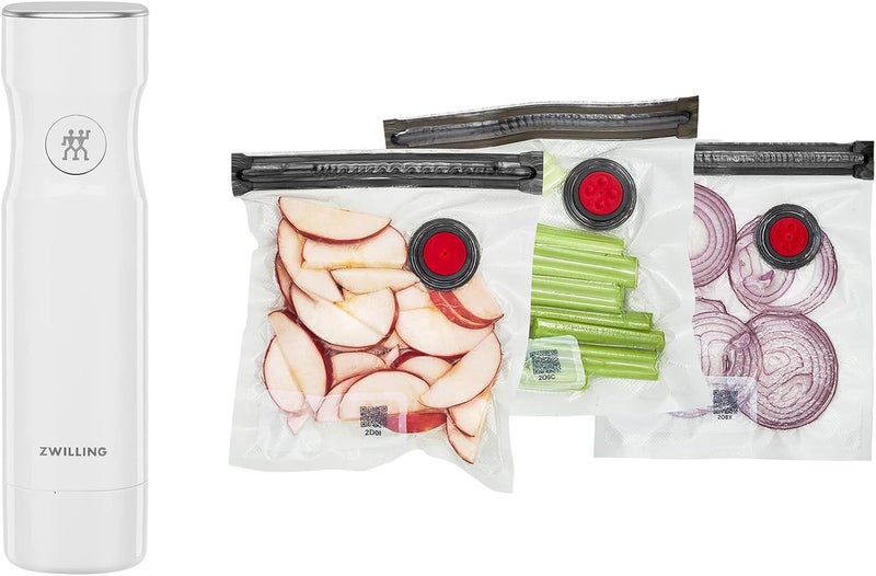 ZWILLING Fresh  Save 4 pc Vacuum Sealer Machine Set 4 Small Reusable Snack Bags Sous Vide Bags Food Saver