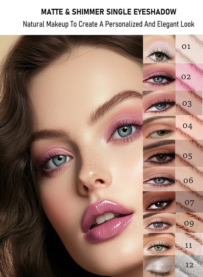 DuaTana Single Matte Eyeshadow,Light Brown Eye Shadow Palette Brow Makeup,High Pigment Waterproof Pressed Monochrome Nude Eye Shadows Powder with Smooth Lightweight Blendable Formula for Daily Eye Look-06 - Image 3