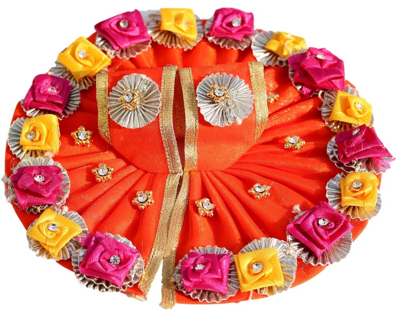 Geetanjali OneStoreIndia Handmade Laddu Gopal jiKrishna ji Designer Dress with Artificial Flower ADAmerican Diamond Pearl StoneLG 26 - Image 2