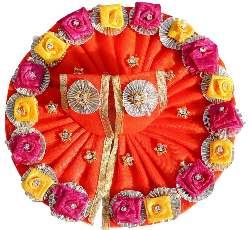 Geetanjali OneStoreIndia Handmade Laddu Gopal jiKrishna ji Designer Dress with Artificial Flower ADAmerican Diamond Pearl StoneLG 26 - Image 1