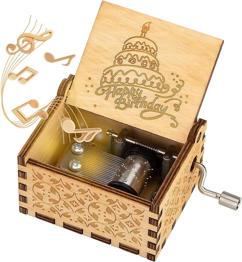 Caaju Happy Birthday Music Box - Wooden Musical Box with Hand Crank - Vintage Music Box Birthday Gift for Kids - Gifts for Him/Her - Image 1