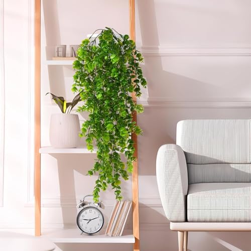 WYTE ORIGIN Artificial Hanging Plants Fern Vine - Fake Ivy Leaves Decoration for Indoors & Outdoors, Faux Foliage Greenery Decor for Living Room, Balcony, Garden, Bedroom 2Pcs (Green-i) - Image 5