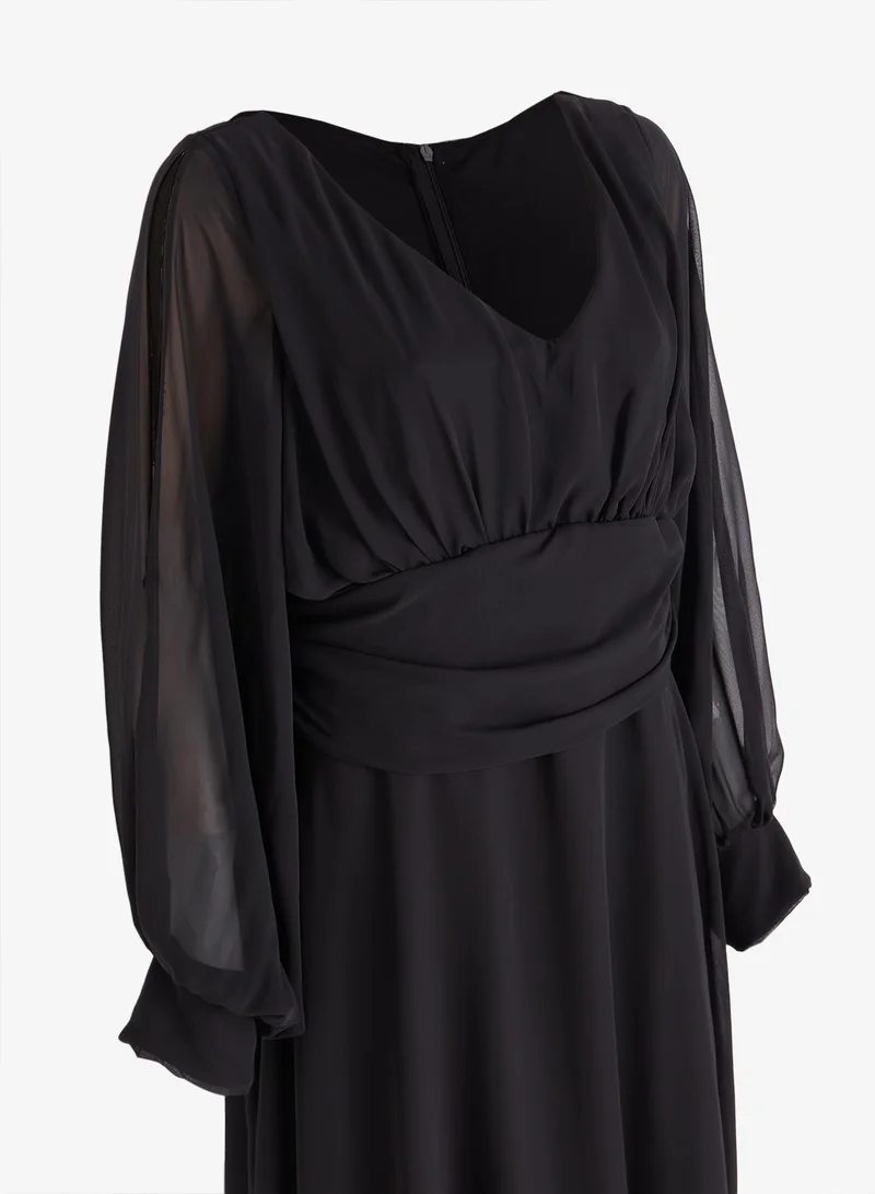 Ella Plus  Plus Size A-line Dress With Slit Sleeves for Women | Best Price UAE