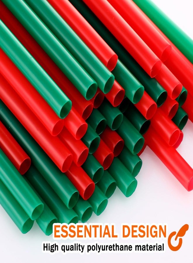 Zhehao 100 Pcs Christmas Plastic Drinking Straws Green Red Christmas Drinking Straws Hard Plastic Disposable Straw Reusable Plastic Straws for Christmas Party Supplies Table Decoration - Image 3