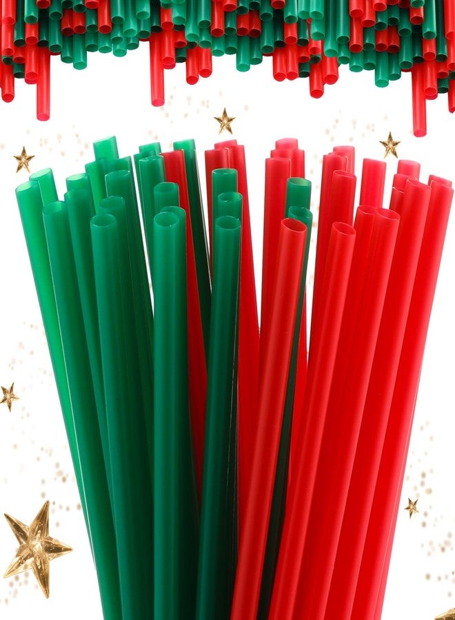 Zhehao 100 Pcs Christmas Plastic Drinking Straws Green Red Christmas Drinking Straws Hard Plastic Disposable Straw Reusable Plastic Straws for Christmas Party Supplies Table Decoration - Image 1