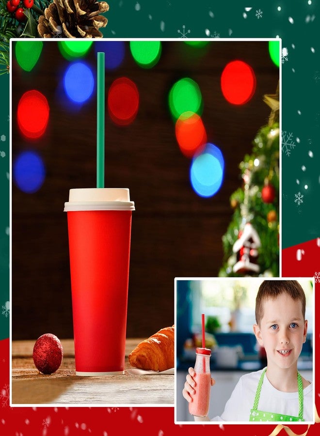 Zhehao 100 Pcs Christmas Plastic Drinking Straws Green Red Christmas Drinking Straws Hard Plastic Disposable Straw Reusable Plastic Straws for Christmas Party Supplies Table Decoration - Image 5