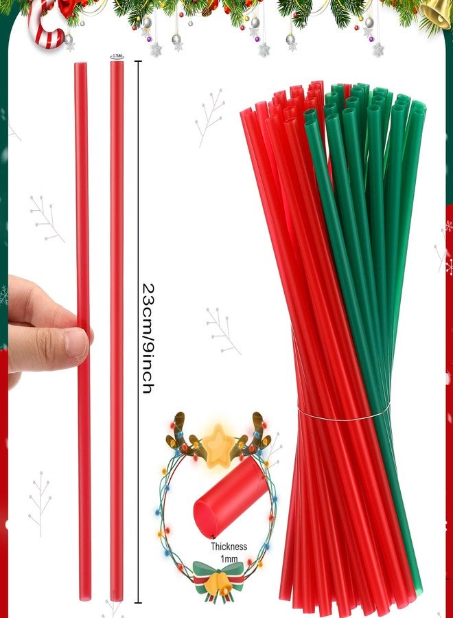 Zhehao 100 Pcs Christmas Plastic Drinking Straws Green Red Christmas Drinking Straws Hard Plastic Disposable Straw Reusable Plastic Straws for Christmas Party Supplies Table Decoration - Image 2