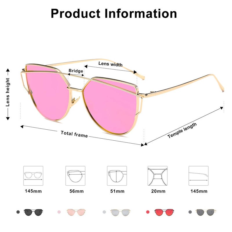 SOJOS Cat Eye Sunglasses for Women Fashion Designer Style Mirrored Lenses SJ1001 with Gold/Rose - Image 3