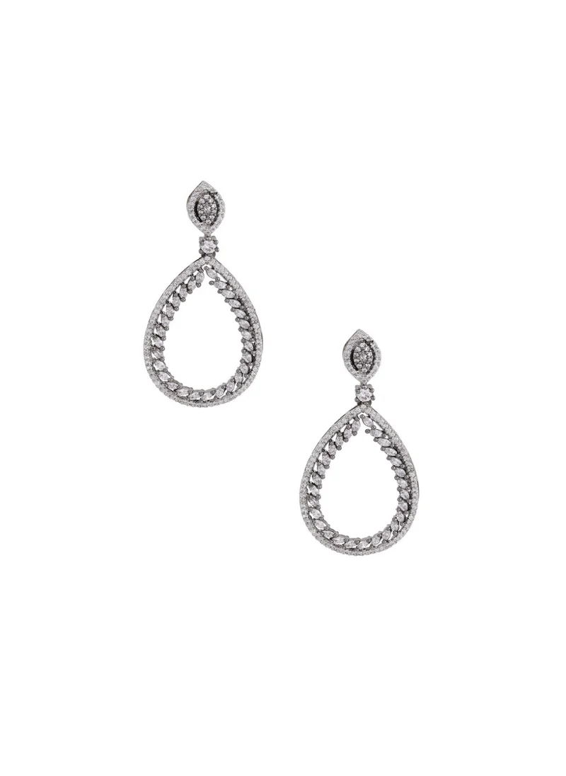 Priyaasi American Diamond Plated Drop Earrings