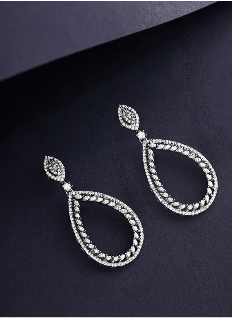 Priyaasi American Diamond Plated Drop Earrings