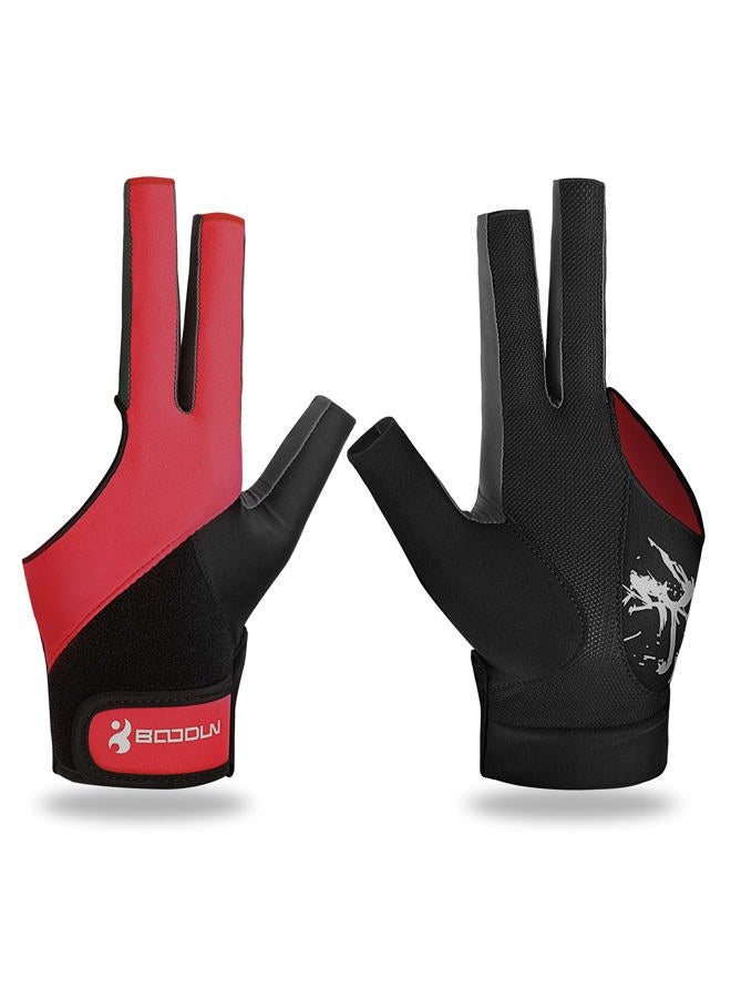 YFY Billiard Pool Gloves for Left Hand 3 Finger, Splicing Process, Snooker Cue Sport Glove Popular Sizes for Men & Women - Image 1