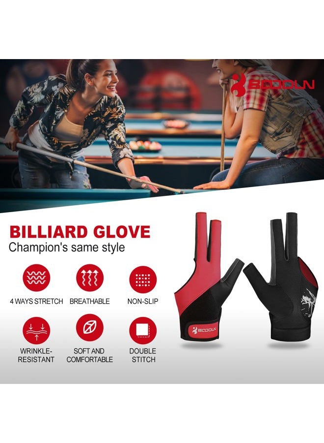 YFY Billiard Pool Gloves for Left Hand 3 Finger, Splicing Process, Snooker Cue Sport Glove Popular Sizes for Men & Women - Image 2