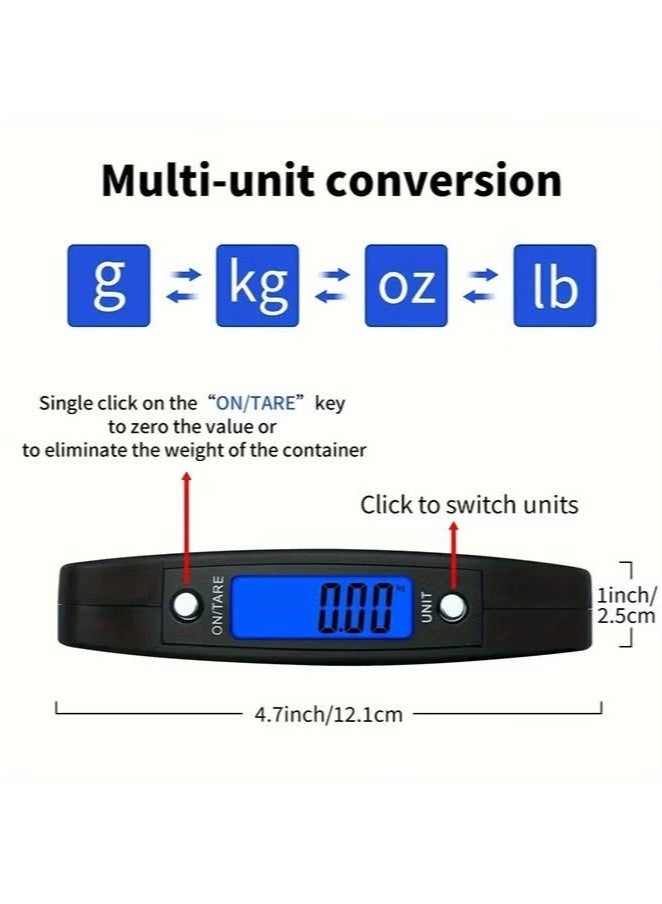 Dougez Luggage Weight Scale,LCD Luggage Scale Travel Digital, Home Electronic Portable Hanging Weight Hook Travel Luggage Scale Handheld Scale,Mini Portable Electronic Scale,Fast Scale with Backlit LCD Display,RV Travel Essentials,Max 50Kg 10g 1 Count - Image 2