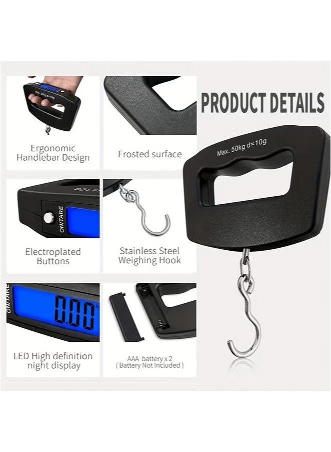 Dougez Luggage Weight Scale,LCD Luggage Scale Travel Digital, Home Electronic Portable Hanging Weight Hook Travel Luggage Scale Handheld Scale,Mini Portable Electronic Scale,Fast Scale with Backlit LCD Display,RV Travel Essentials,Max 50Kg 10g 1 Count - Image 5