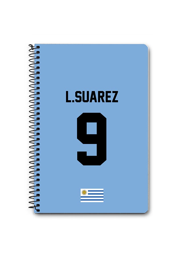 Stylizedd Designer A5 Spiral Notebook Memo Notepad Journal - Football Team - Uruguay Player Name - L.Suarez - Image 1