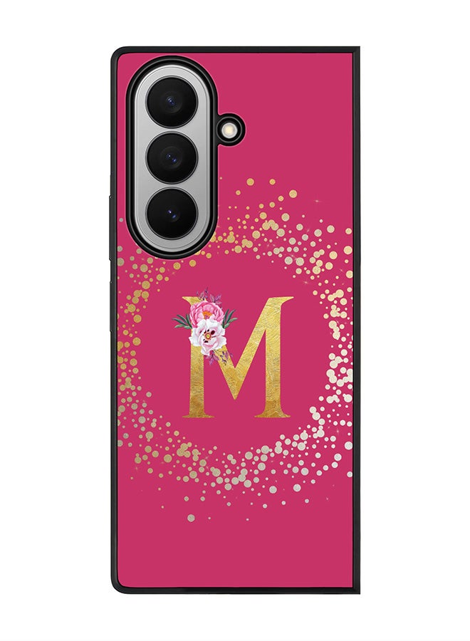 Stylizedd For Samsung Galaxy Z Fold7 Case,Slim fit Camera Protection, Shockproof Thin Phone cover  - Custom Monogram Floral - M ( Deep Pink )