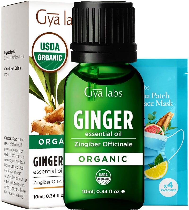 Gya Labs Organic Ginger Essential Oil - 0.34 Fl Oz - for Skin, Hair, Diffuser, Aromatherapy, DIY Candle Making Scents - Image 1