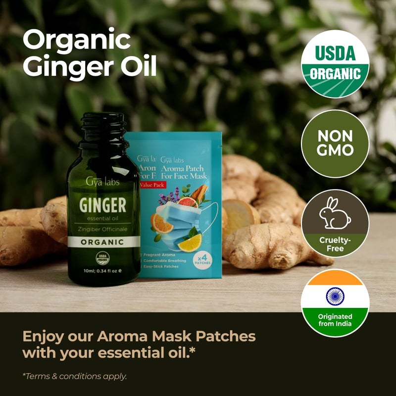 Gya Labs Organic Ginger Essential Oil - 0.34 Fl Oz - for Skin, Hair, Diffuser, Aromatherapy, DIY Candle Making Scents - Image 2