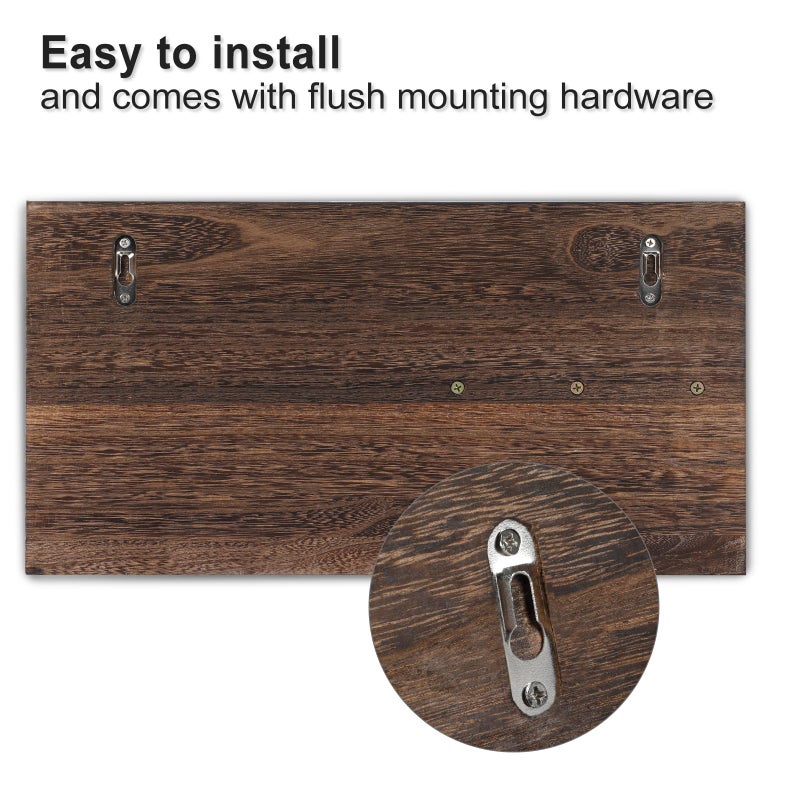 Lwenki Mail Organizer for Wall Mount â€“ Key Holder with Shelf Includes Letter Holder and Hooks for Coats, Dog Leashes â€“ Rustic Wood with Flush Mounting Hardware (16.5â€ x 8.7â€ x 3.5â€) - Image 4