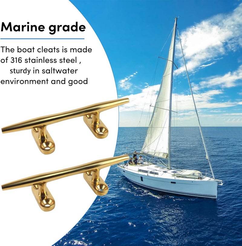 VEITHI 4/5/6 inch Dock Cleats - 316 Stainless Steel Boat Cleats Boat Dock Cleats,Open Base Dock Cleat with Fasteners,Marine Cleat Rope Cleat Boat Cleat for Boat/Deck/Nautical Decor(1,2,4,6,8 Pack) - Image 4