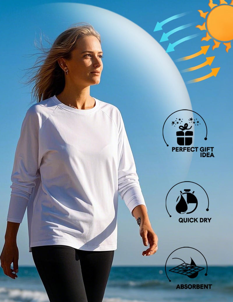 HovSiyla 5 Pack Women Long Sleeve Shirts Running UV Rash Guard Casual Tops Sun Protection Workout Hiking T Shirts for Women Black Grey White Azure Burgundy Small - Image 3