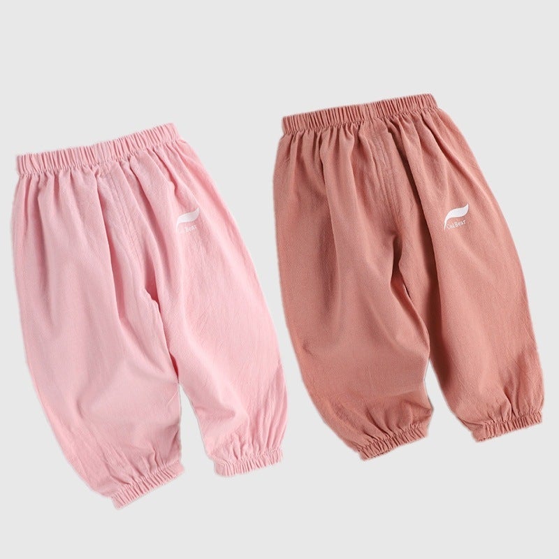 Baby'S Anti-Mosquito Pants Cotton And Linen Summer Thin Class A Quality Crotch Opening Ankle-Length Pants For Boys And Girls - Image 1
