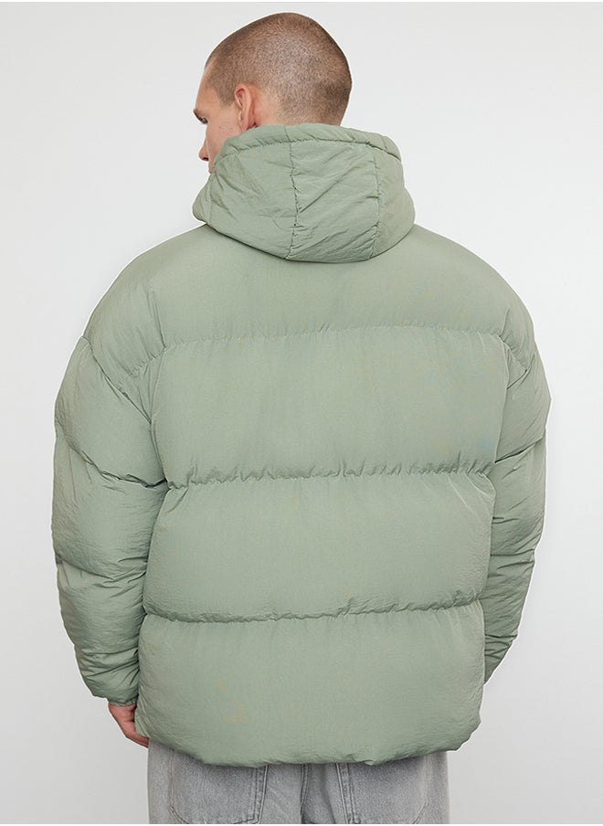 trendyol - Men's Khaki Oversize Fit Hooded Taslan Winter Coat TMNAW25MO00005 - Image 1