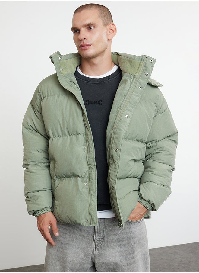 trendyol - Men's Khaki Oversize Fit Hooded Taslan Winter Coat TMNAW25MO00005 - Image 1