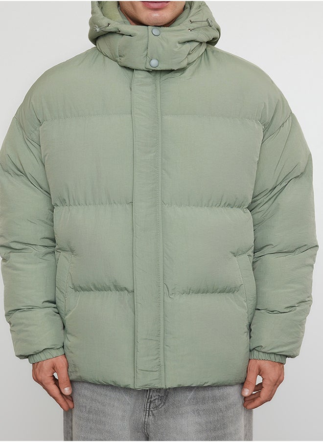 trendyol - Men's Khaki Oversize Fit Hooded Taslan Winter Coat TMNAW25MO00005 - Image 1