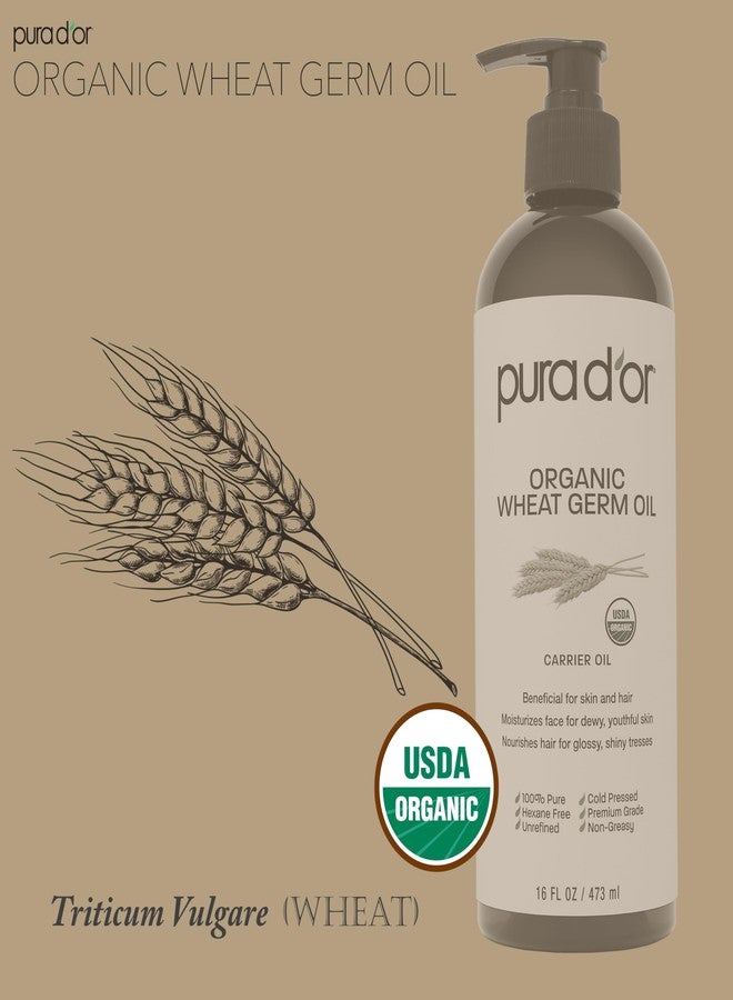 PURA D'OR ORGANIC Wheat Germ Oil (16 Oz x2 = 32 Oz) 100% Pure & Natural USDA Certified Cold Pressed Carrier Oil - Vitamin E Rich, Moisturizing & Nourishing Anti-Aging Properties - Healthy Hair Growth - Image 4