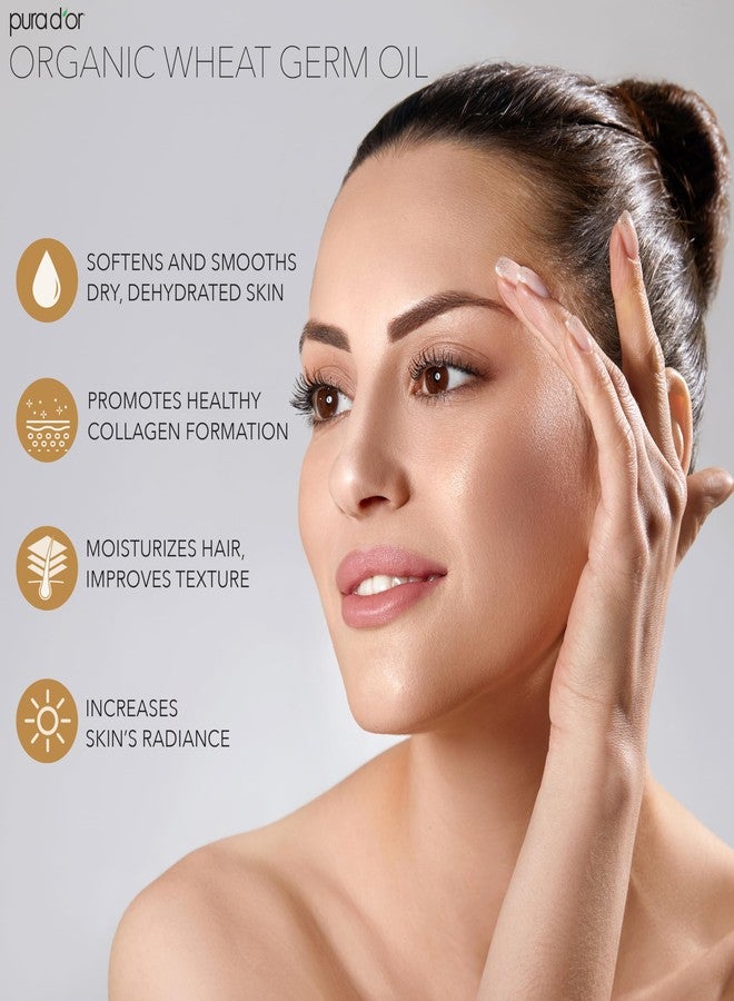 PURA D'OR ORGANIC Wheat Germ Oil (16 Oz x2 = 32 Oz) 100% Pure & Natural USDA Certified Cold Pressed Carrier Oil - Vitamin E Rich, Moisturizing & Nourishing Anti-Aging Properties - Healthy Hair Growth - Image 3