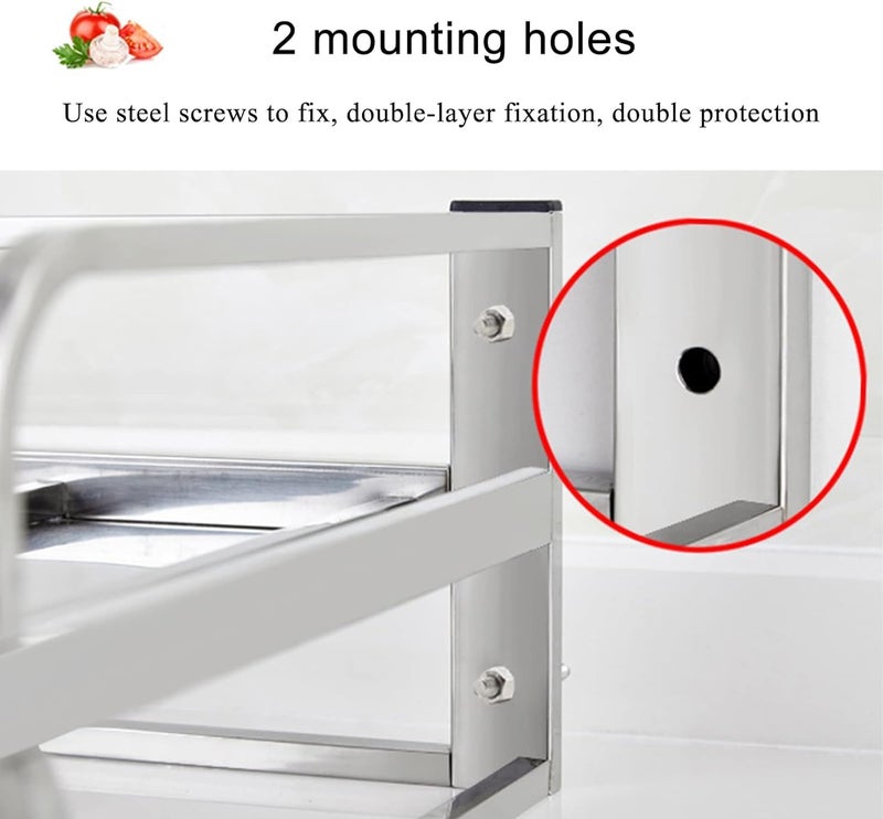 bosig Wall Shelf Microwave Kitchen 2 in 1 Wall Shelf Made of Aluminium Multifunctional Kitchen Wall Mount for Microwave Oven Spice Bottles Spoons - Image 3