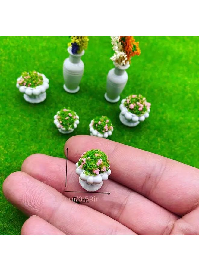 مصغرة نباتات الأصص المستديرة الملونة لبيت الدمى لتزيين الحديقة - Image 3