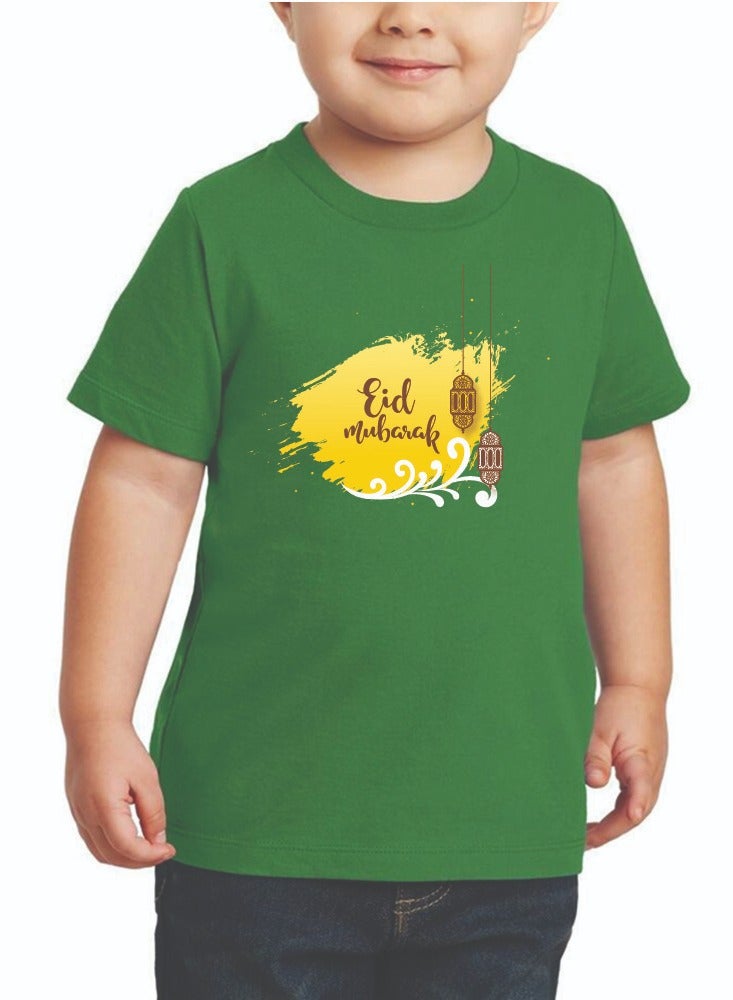 PRINTSHOP4ME Eid Mubarak Boys Cotton T-Shirt - Round Neck Short Sleeve Tshirt for Boys - Eid Gift for Kids - Fun and Festive Design for Eid Celebrations - Image 1