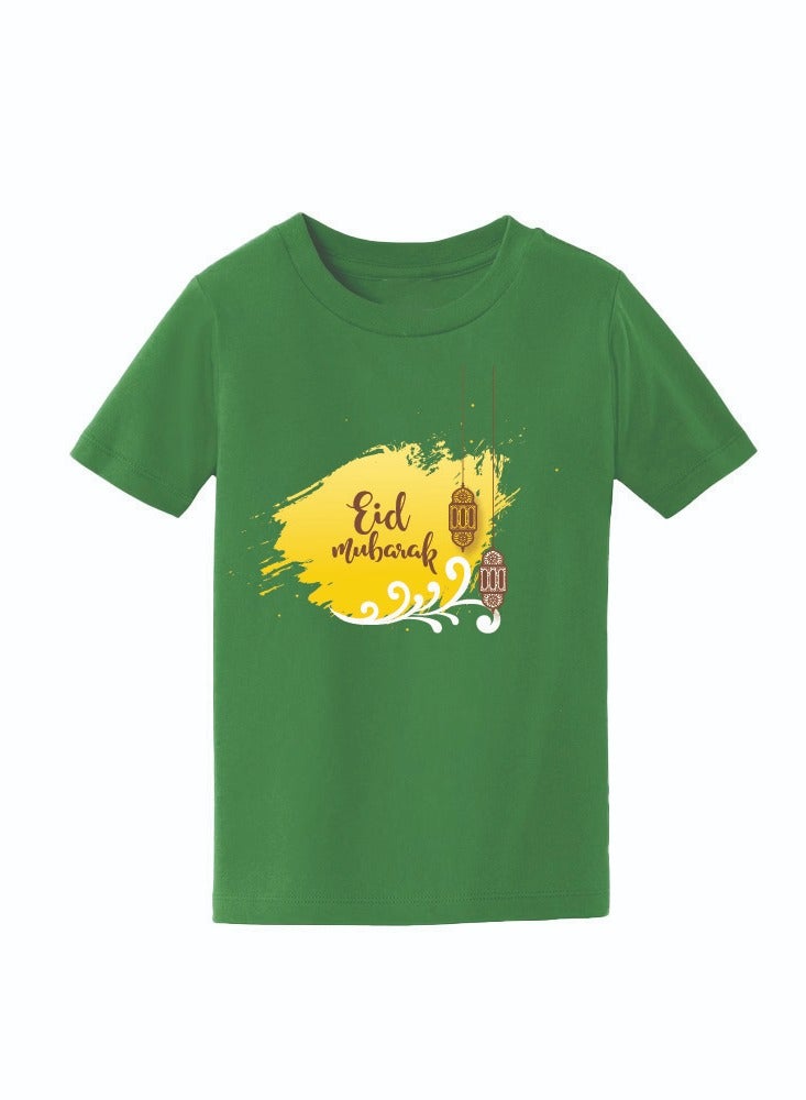 PRINTSHOP4ME Eid Mubarak Boys Cotton T-Shirt - Round Neck Short Sleeve Tshirt for Boys - Eid Gift for Kids - Fun and Festive Design for Eid Celebrations - Image 3