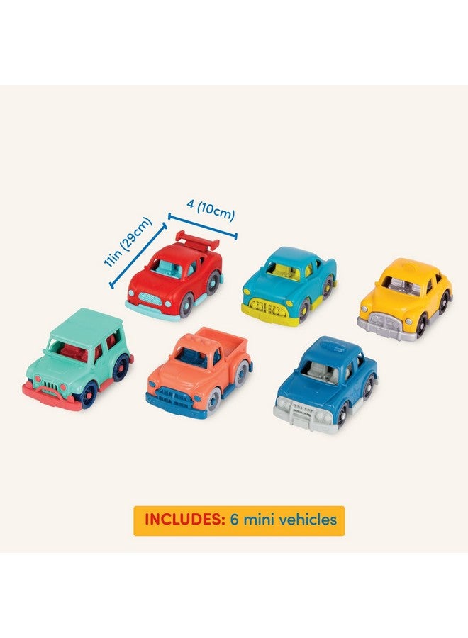 Battat- Wonder Wheels- Set of 6 Mini Toy Cars for Kids - Race Car, Truck, Taxi, Police Car, Retro Car, 4x4 - Pretend Play- Recyclable Materials - Mini Riders- 1 Year + - Image 4