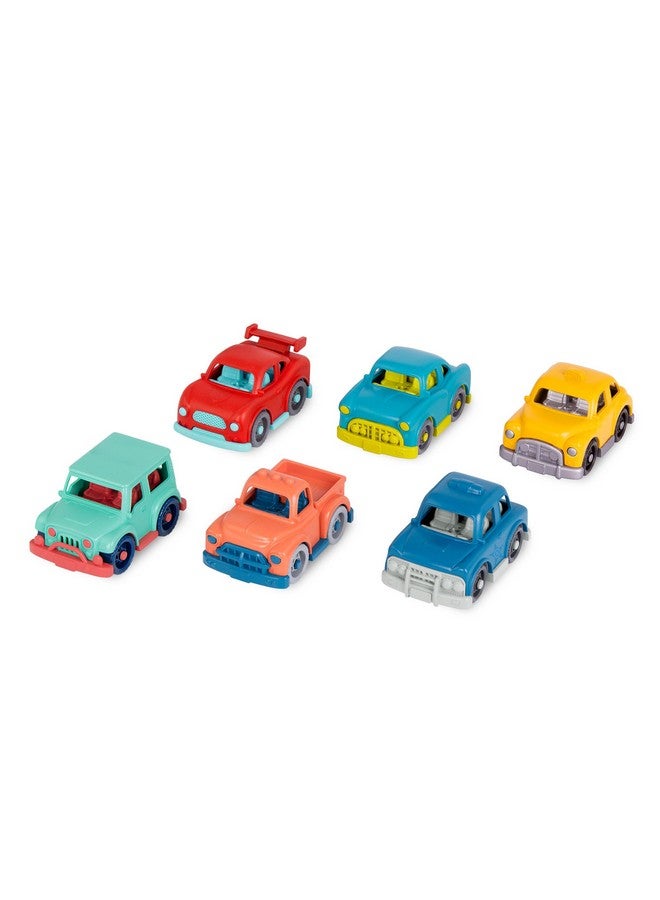 Battat- Wonder Wheels- Set of 6 Mini Toy Cars for Kids - Race Car, Truck, Taxi, Police Car, Retro Car, 4x4 - Pretend Play- Recyclable Materials - Mini Riders- 1 Year + - Image 1