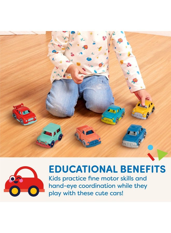 Battat- Wonder Wheels- Set of 6 Mini Toy Cars for Kids - Race Car, Truck, Taxi, Police Car, Retro Car, 4x4 - Pretend Play- Recyclable Materials - Mini Riders- 1 Year + - Image 2