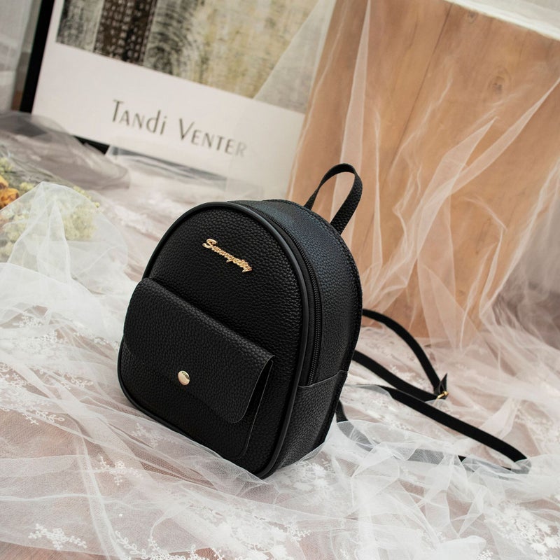 2022 Summer New Korean Style Womens Backpack Fresh Letter Printed Multi-functional Single Shoulder Crossbody Bag Black 
