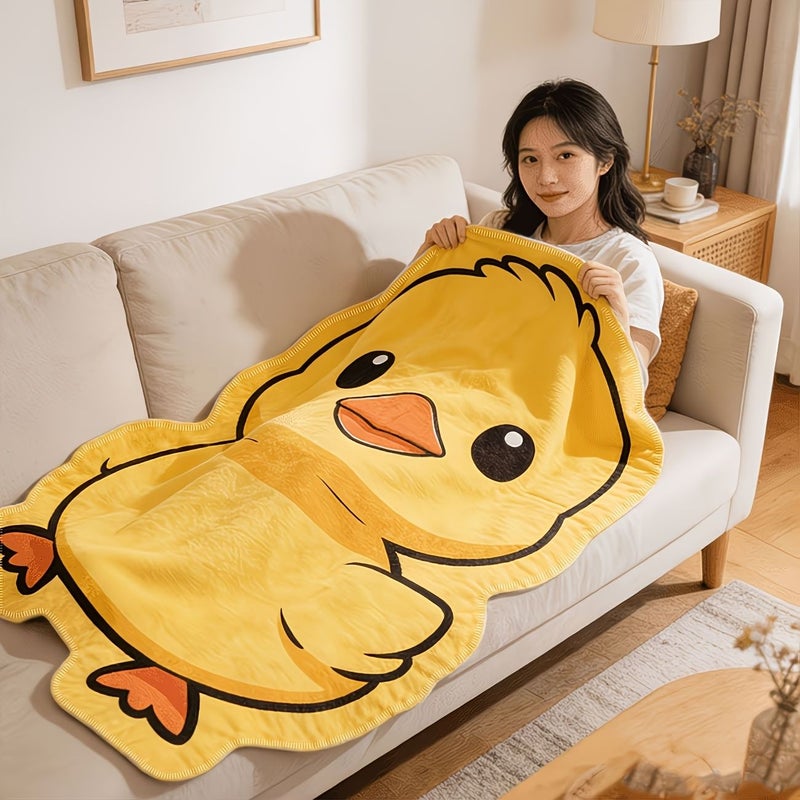 Little Yellow Duck Flannel Blanket 29.53x39.37 Inch Thickened Warm Sofa Throw Nap Bedspread Machine Washable Cozy Home Office Leisure - Image 4